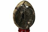 Septarian Dragon Egg Geode - Black Crystals #120931-2